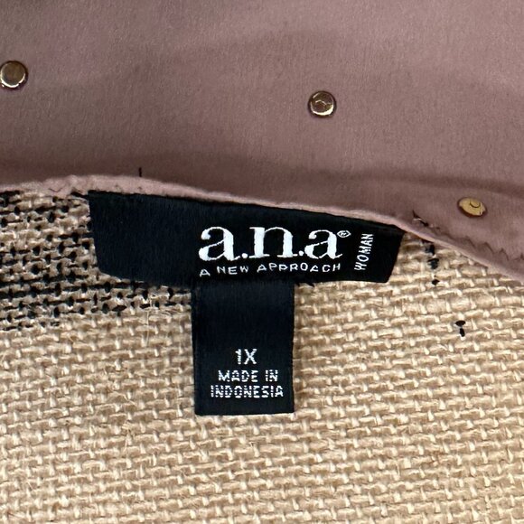 A.N.A. Mauve Pink Gold Studded Blouse – Size 1X - Picture 4 of 4